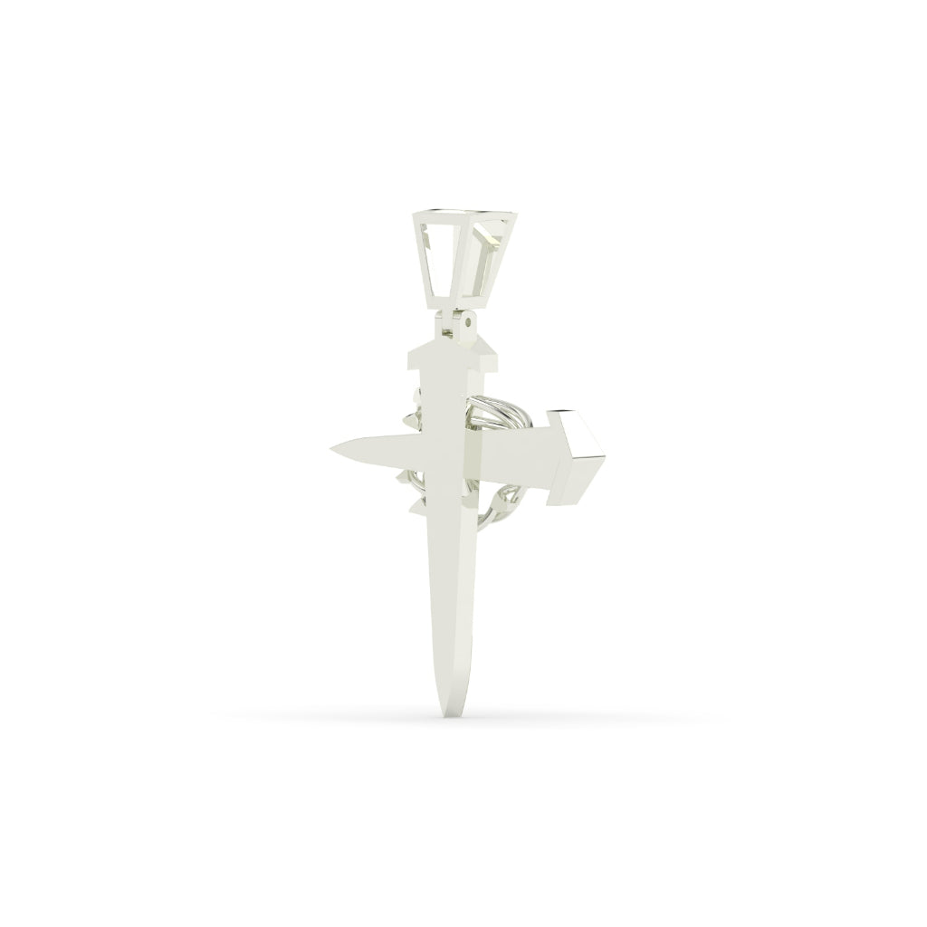 Gold Nail Cross Pendant with Crown of Thorns