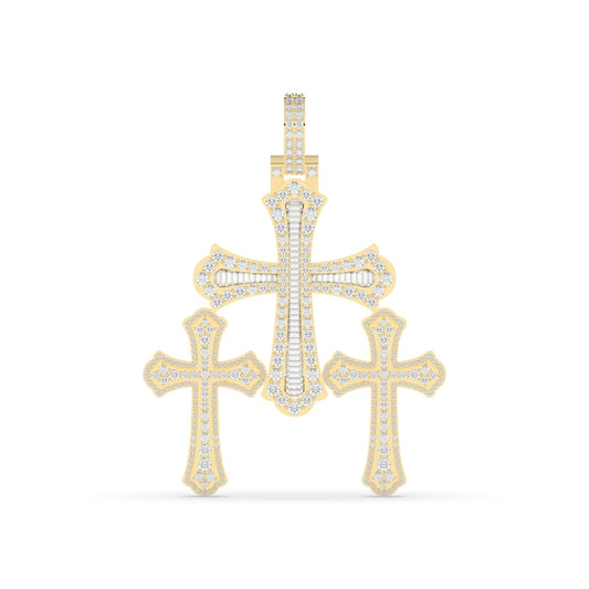 Triple Cross Diamond Statement Pendant