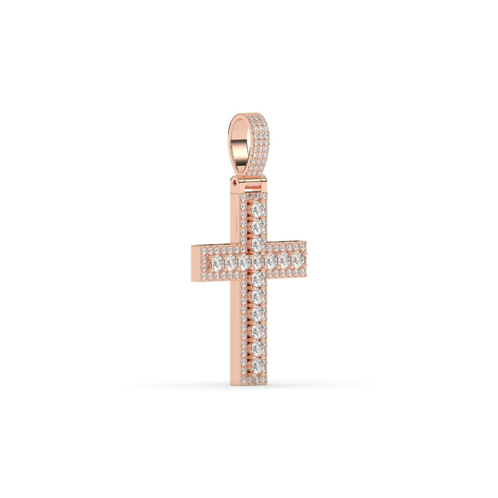 Radiant Round Diamond Cross Pendant