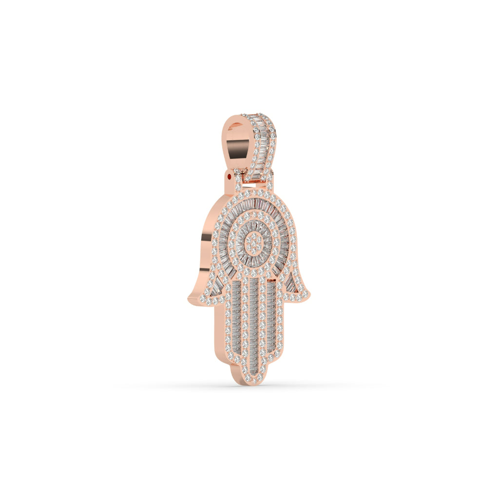 Iced Hamsa Hand Diamond Pendant