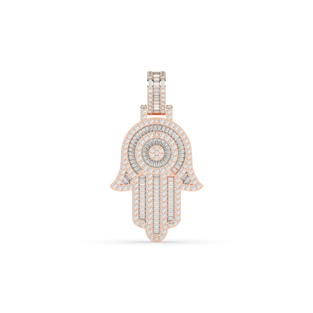 Iced Hamsa Hand Diamond Pendant