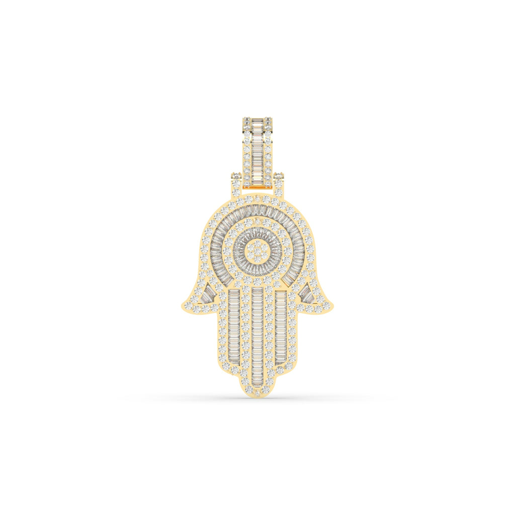 Iced Hamsa Hand Diamond Pendant