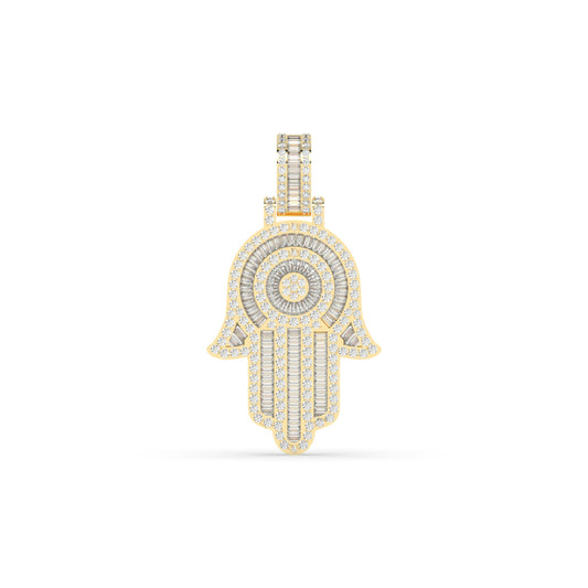 Iced Hamsa Hand Diamond Pendant