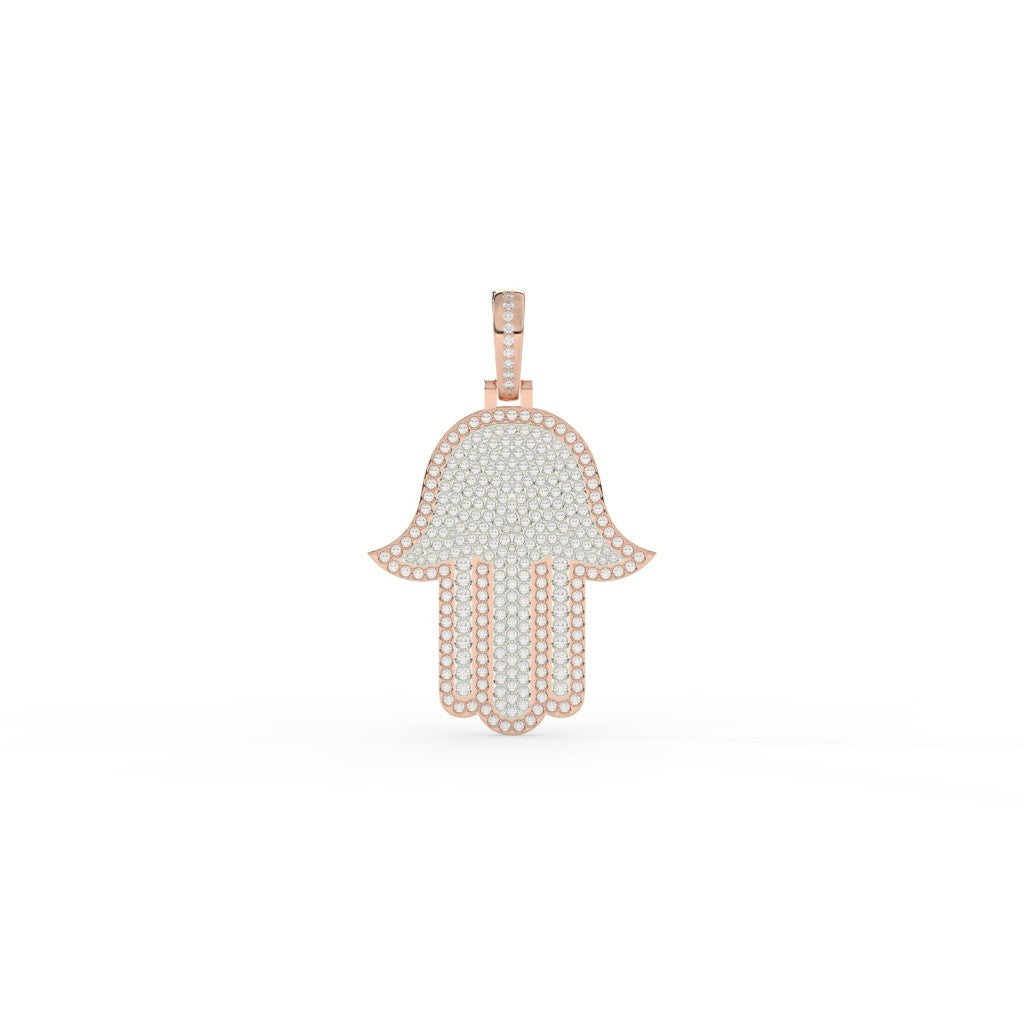 Iced Hamsa Hand Protection Pendant