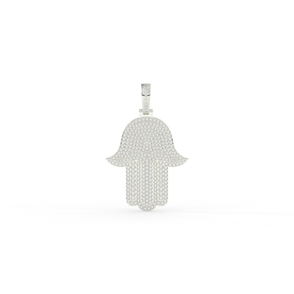Iced Hamsa Hand Protection Pendant