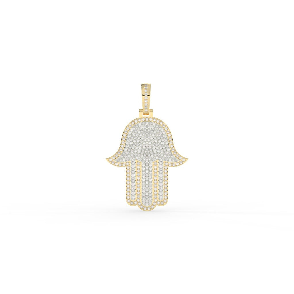 Iced Hamsa Hand Protection Pendant
