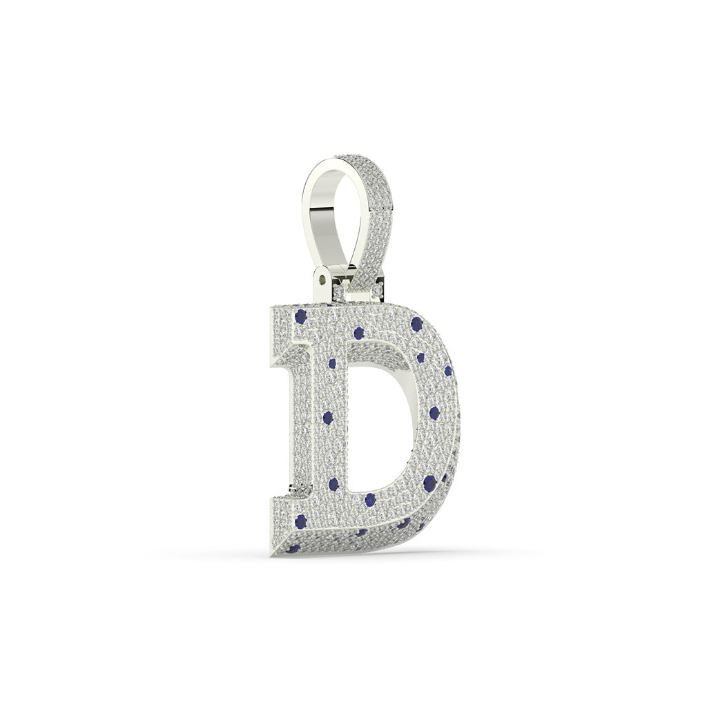 Iced Blue Dot D Pendant