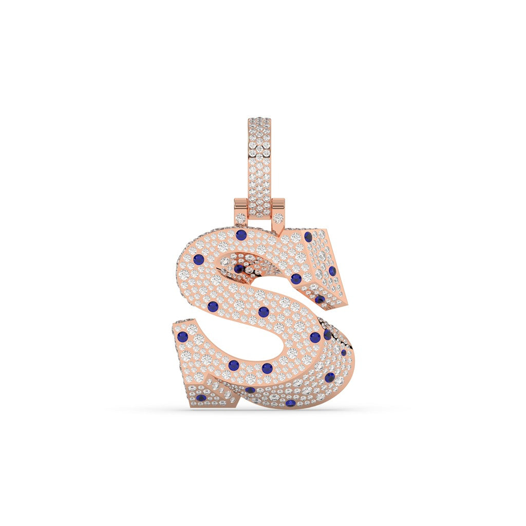 Shiny S Blue Diamond Pendant