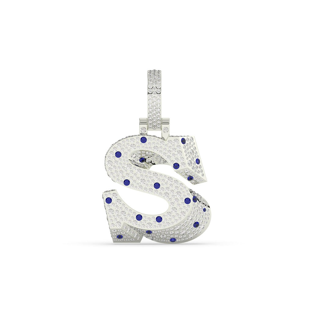 Shiny S Blue Diamond Pendant