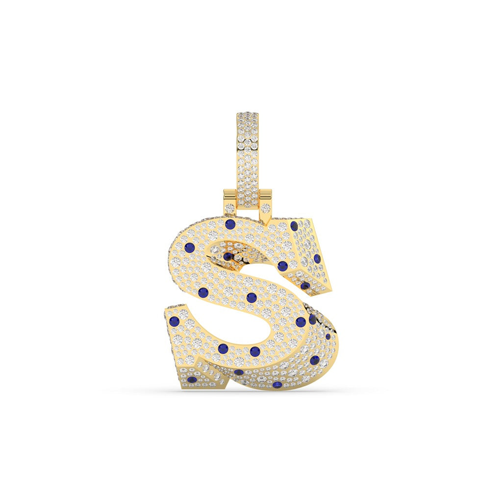 Shiny S Blue Diamond Pendant