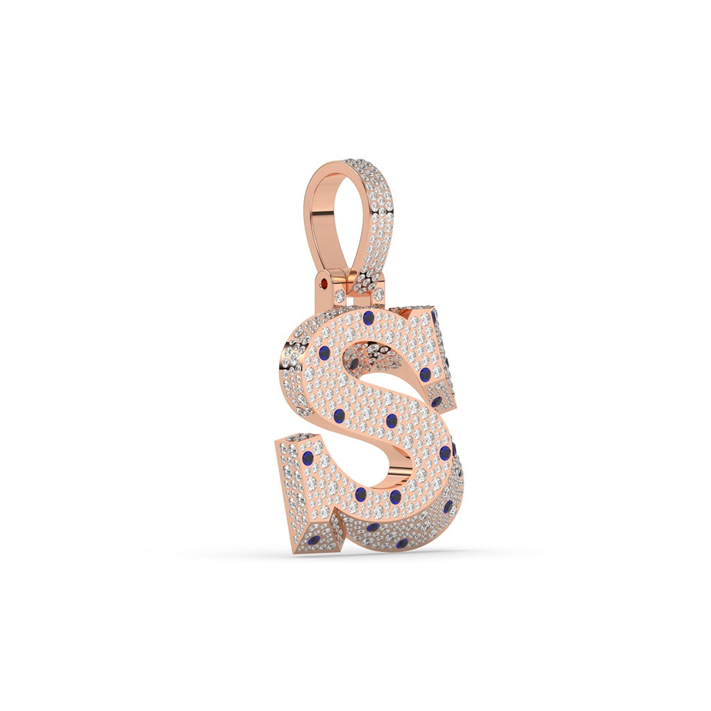 Shiny S Blue Diamond Pendant