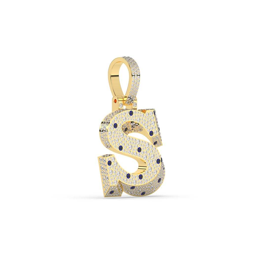 Shiny S Blue Diamond Pendant