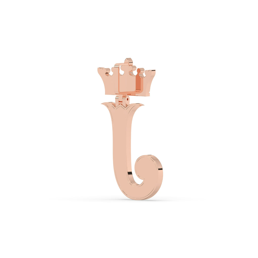 Crowned J Iced Letter Pendant