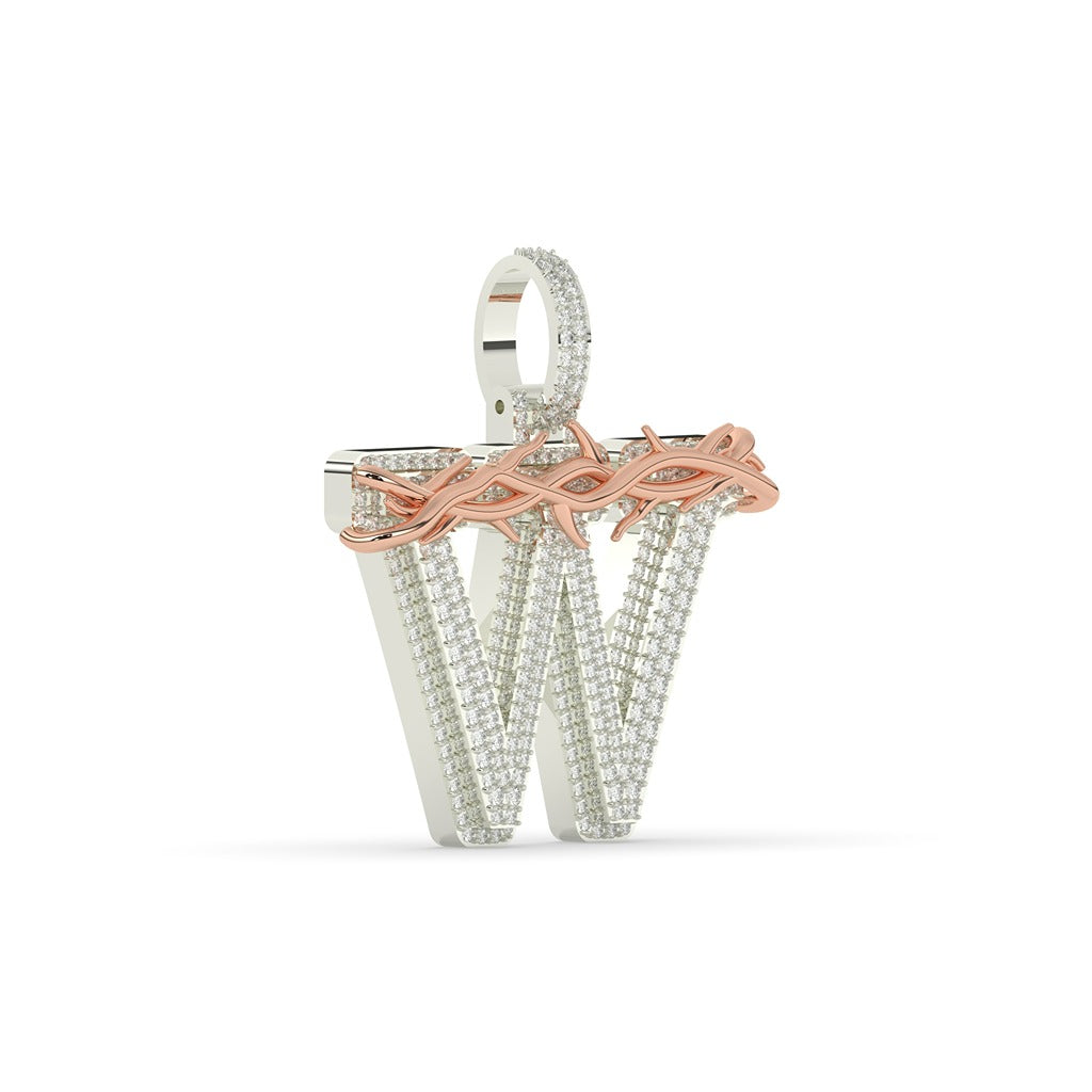 Bold Thorned W Diamond Necklace