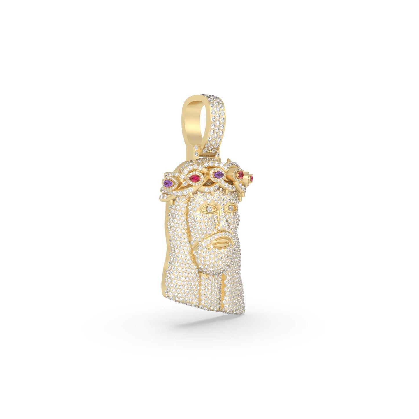 Jesus Crown Ruby Diamond Pendant