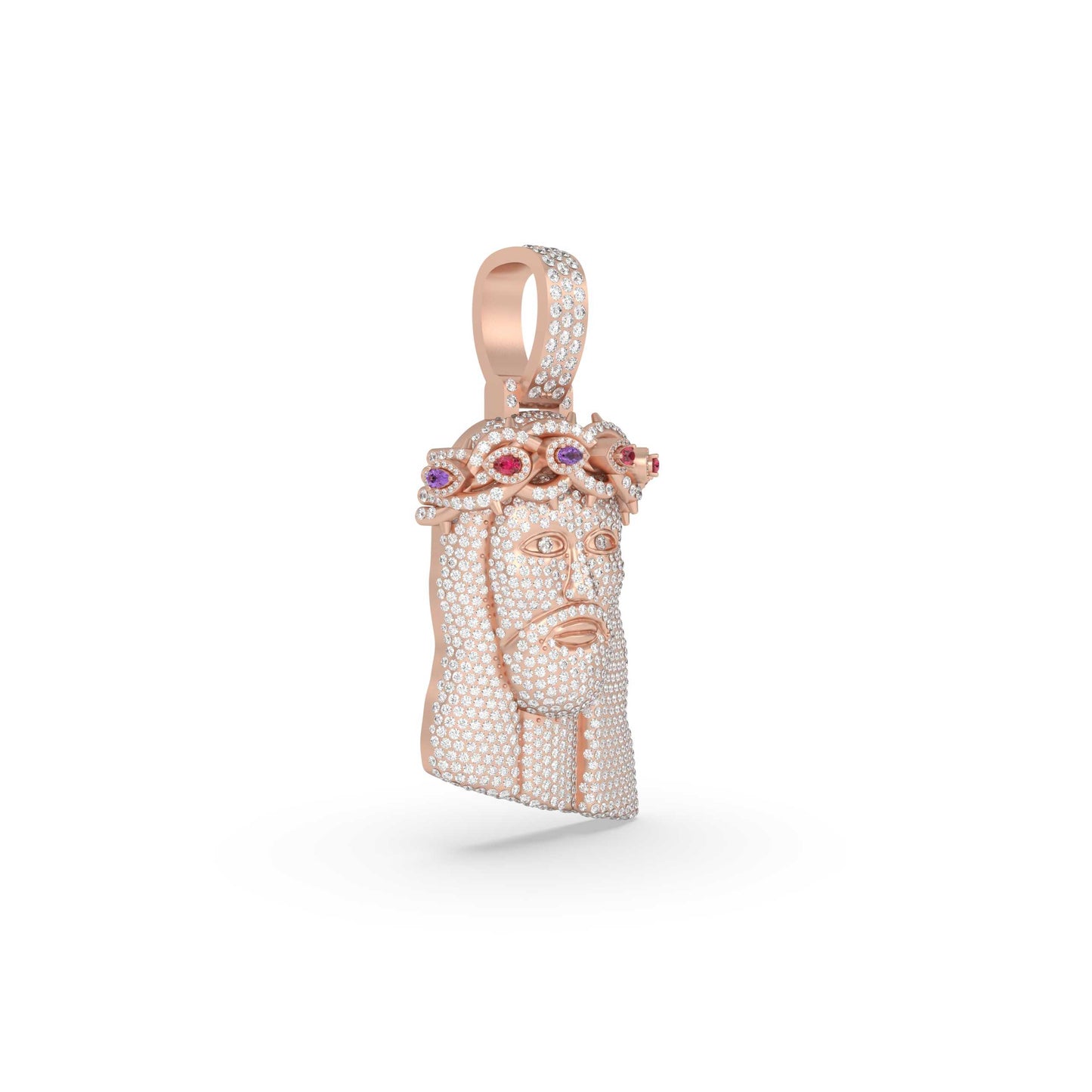 Jesus Crown Ruby Diamond Pendant