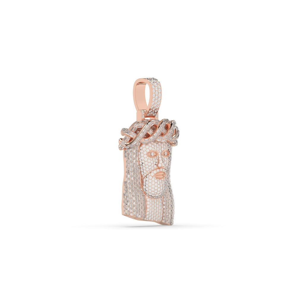Diamond Crowned Savior Face Charm