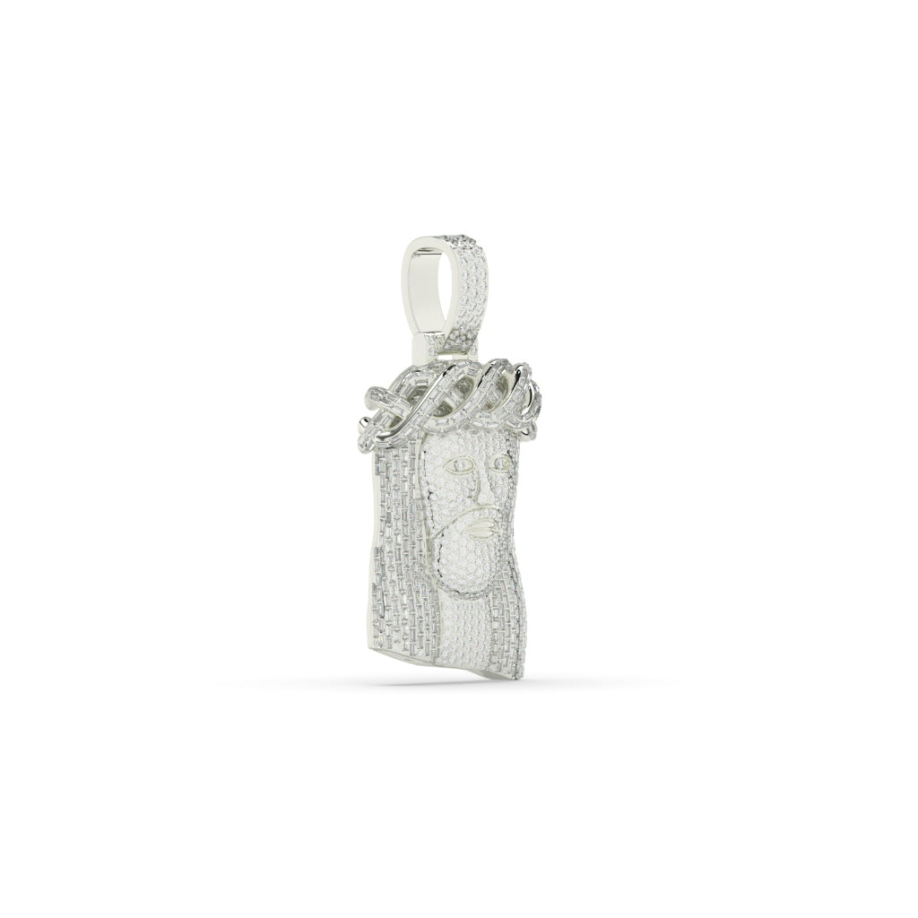 Diamond Crowned Savior Face Charm