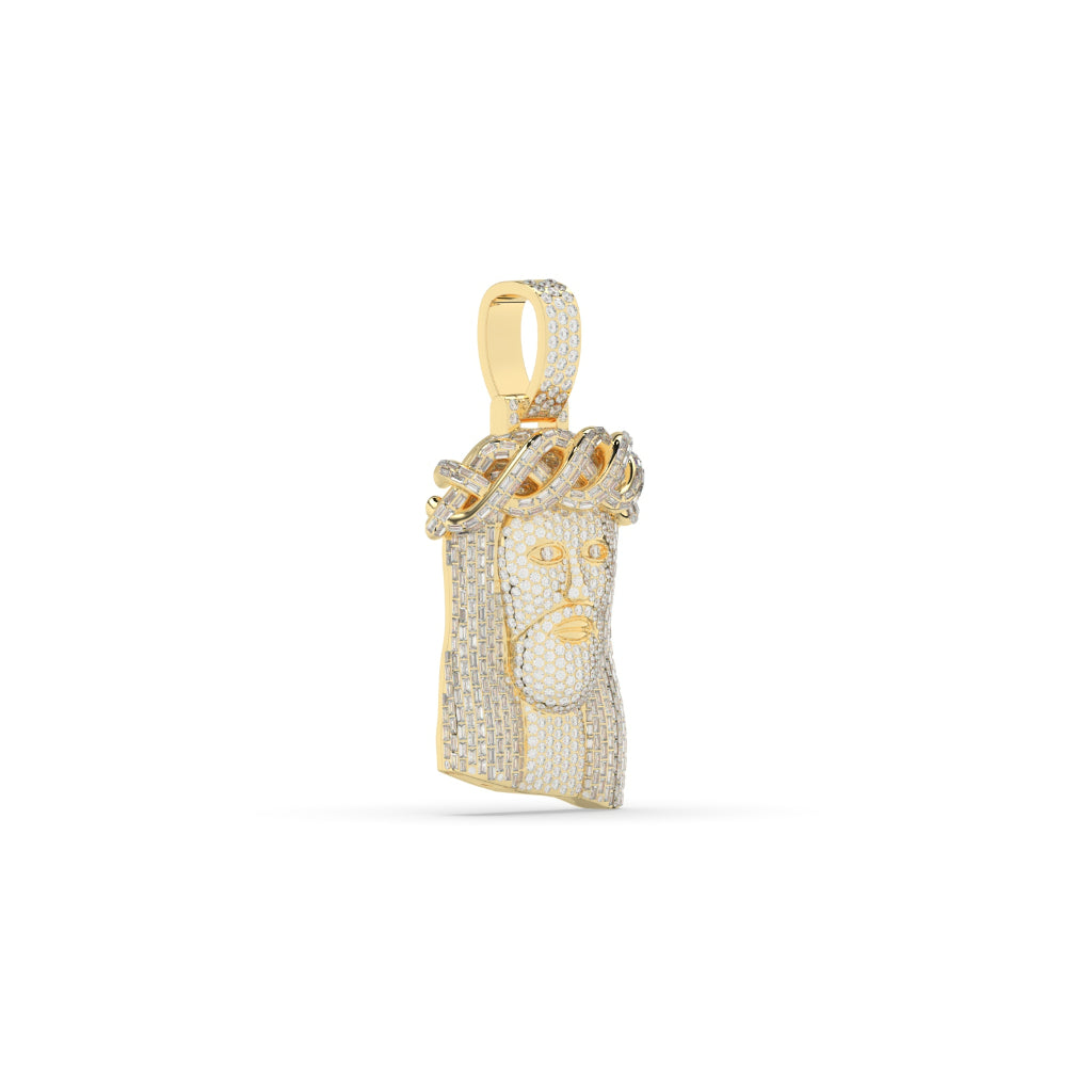 Diamond Crowned Savior Face Charm