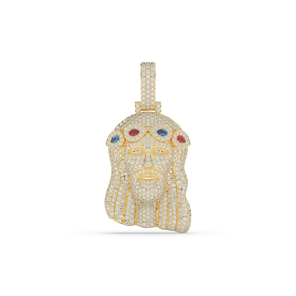 Jesus Face Multicolor Crown Pendant