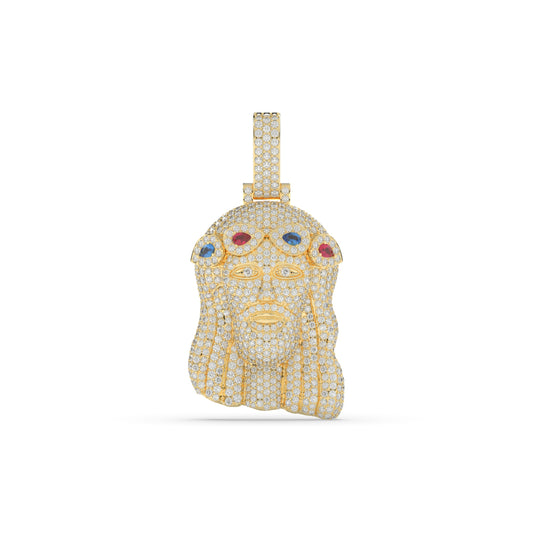 Jesus Face Multicolor Crown Pendant