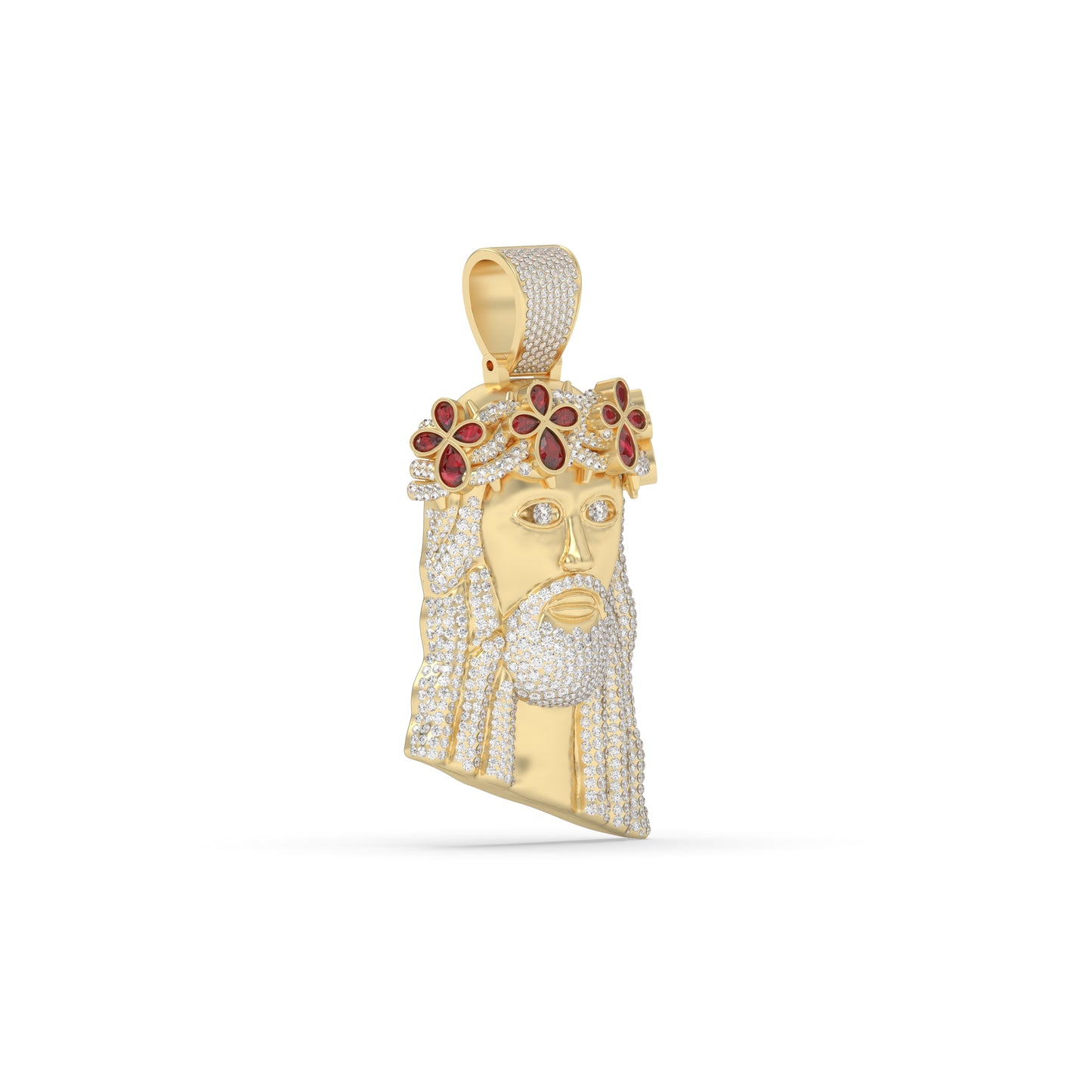 Royal Red Crown Jesus Pendant