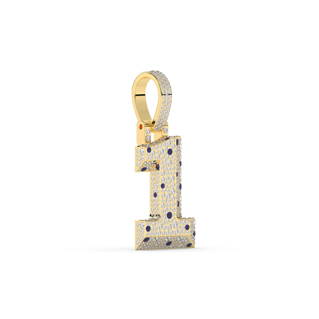 Blue Accent Diamond One Pendant