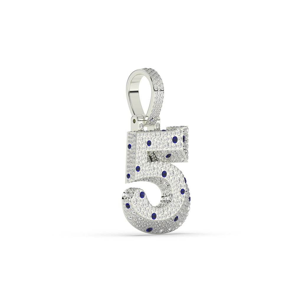 Number Five Diamond Iced Charm