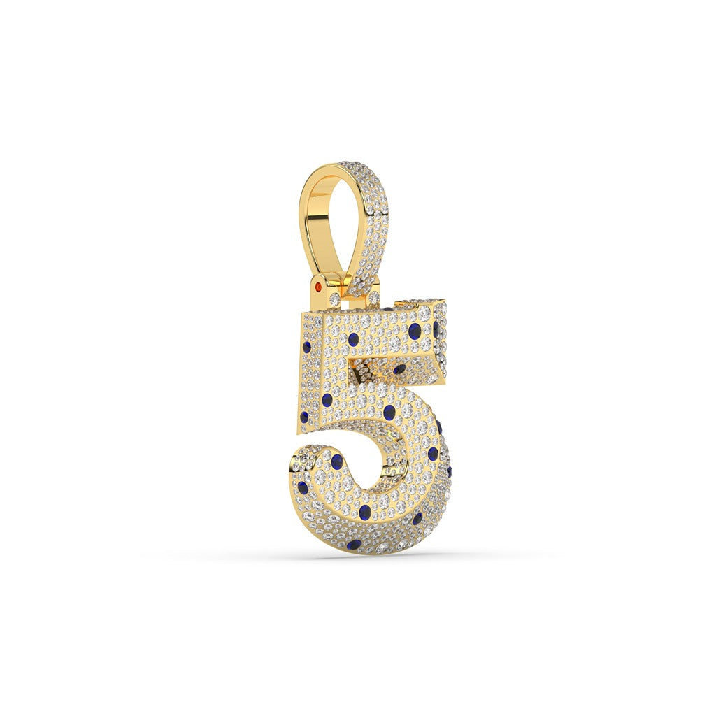 Number Five Diamond Iced Charm