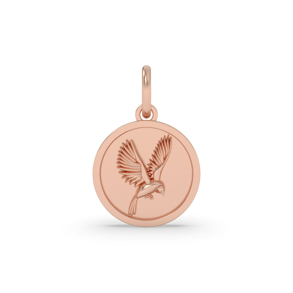 Round Gold Bird Symbol Pendant