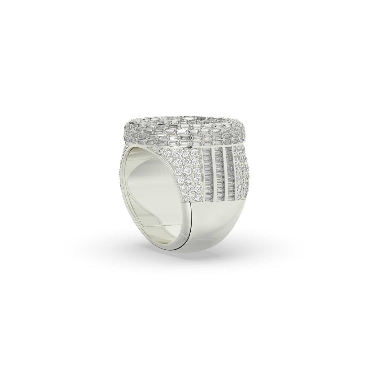 Triple Line Baguette Circle Ring