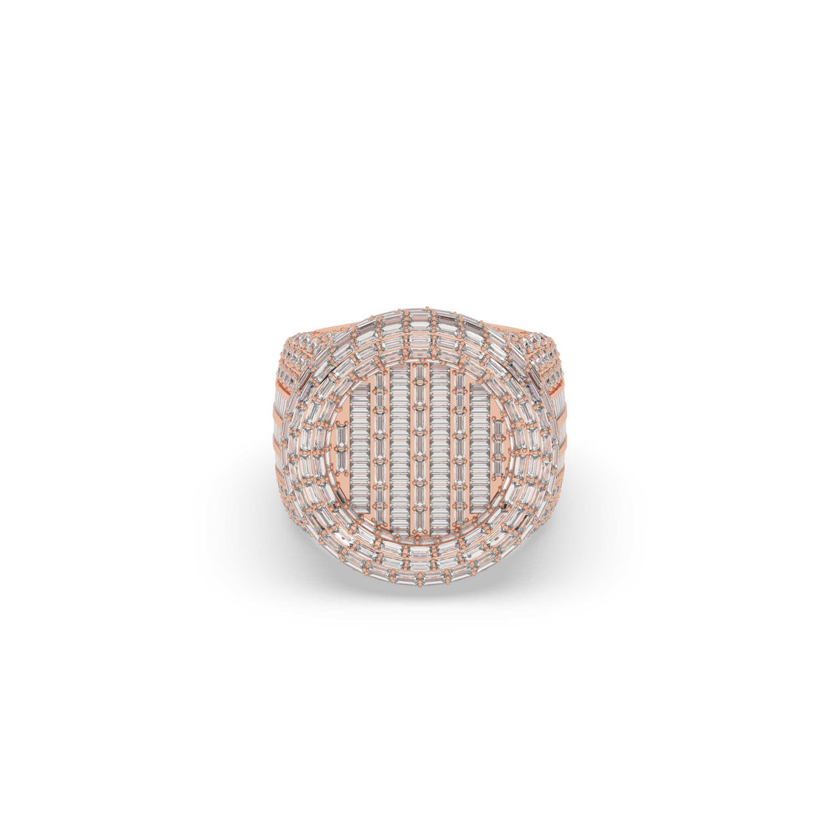 Triple Line Baguette Circle Ring