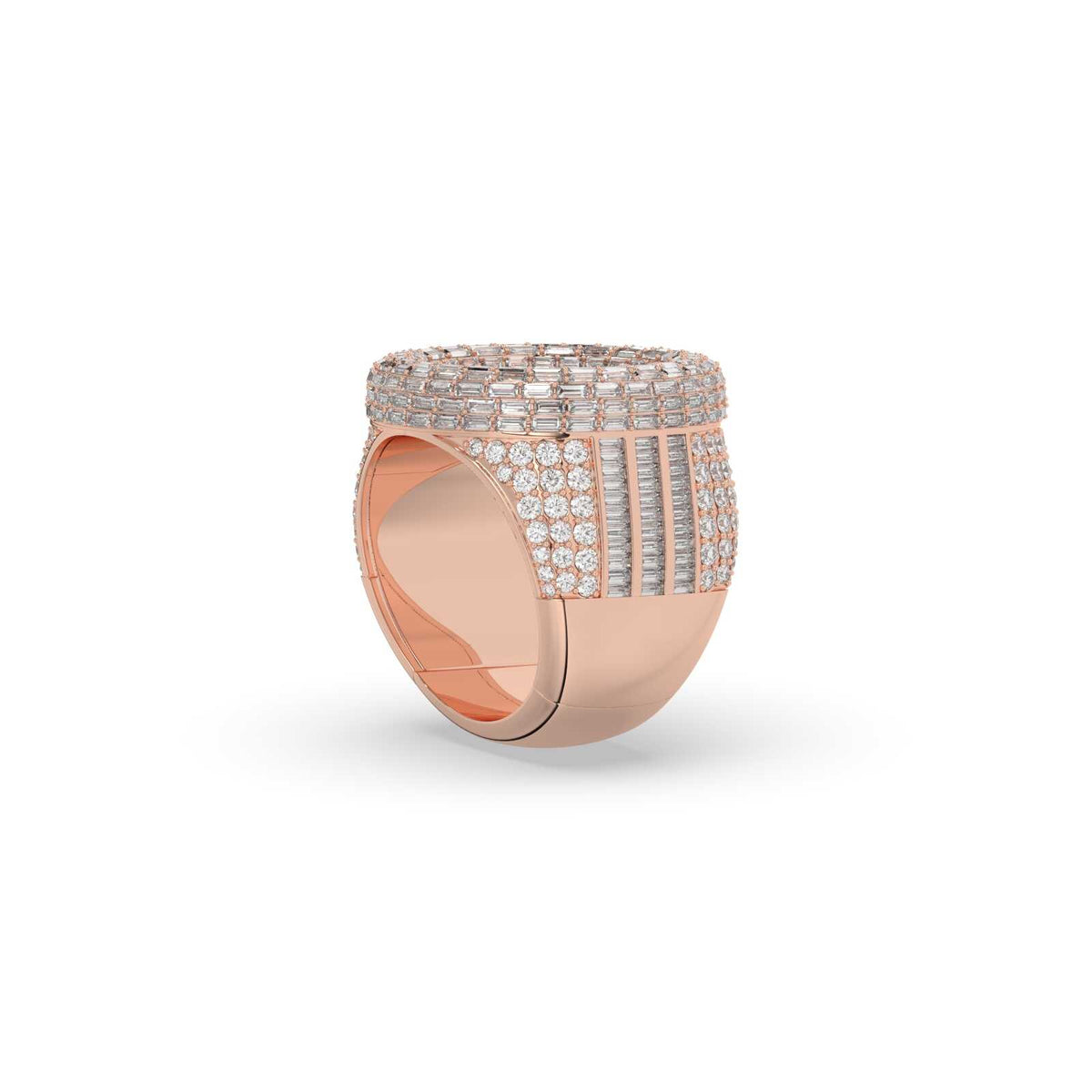 Triple Line Baguette Circle Ring