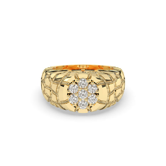 Gold Grid Floral Diamond Ring