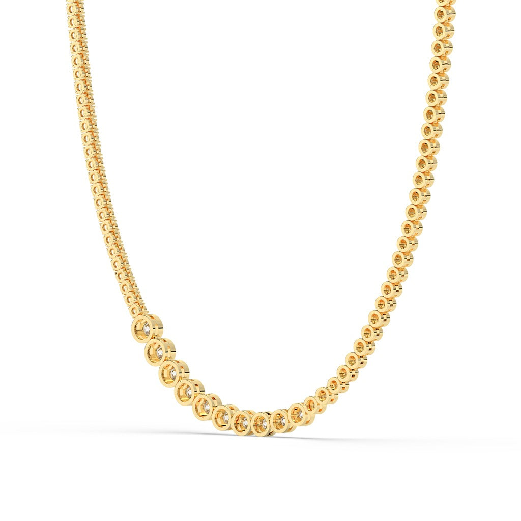 Radiant Bezel Diamond Chain Necklace