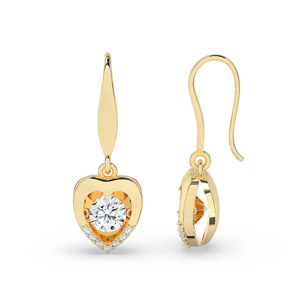 Rose Gold Heart Drop Earrings