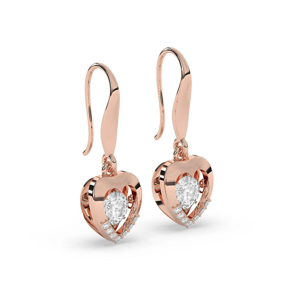 Rose Gold Heart Drop Earrings