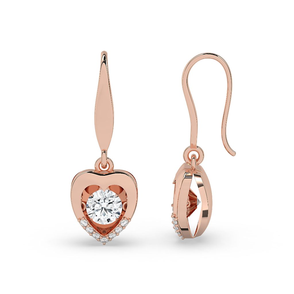 Rose Gold Heart Drop Earrings